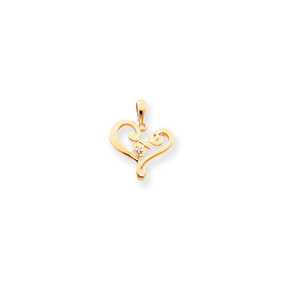 14k AAA Diamond heart pendant
