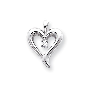 14k White Gold A Diamond heart pendant
