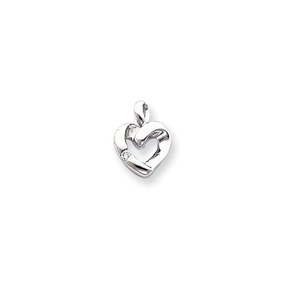 14k White Gold A Diamond heart pendant