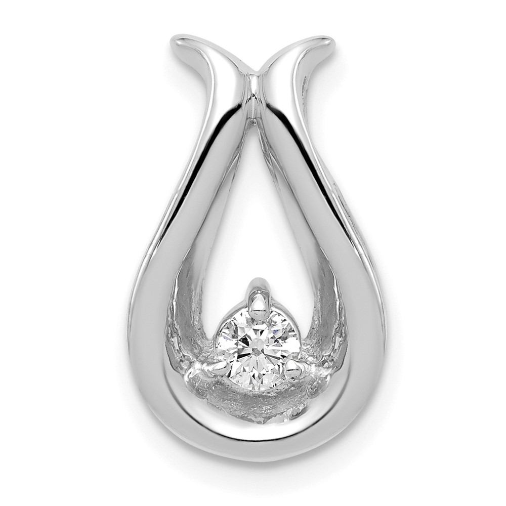 14K White Gold Complete 3.4mm AA Diamond Teardrop-Shape Chain Slide