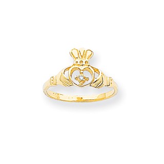 14k AA Diamond claddagh ring