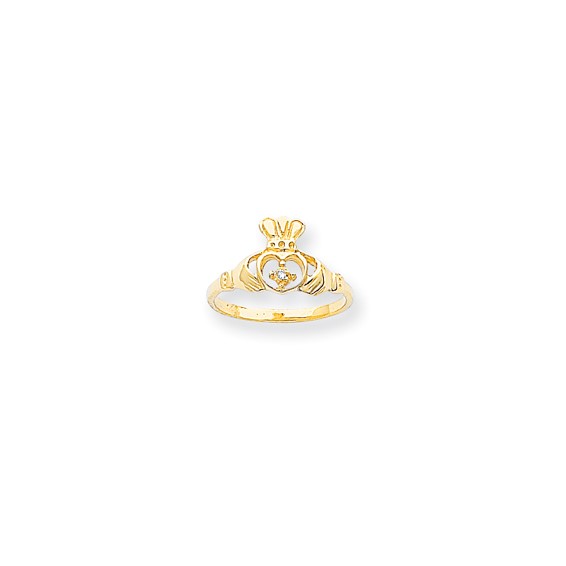 14k AA Diamond claddagh ring