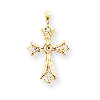14k AA Diamond Cross Pendant