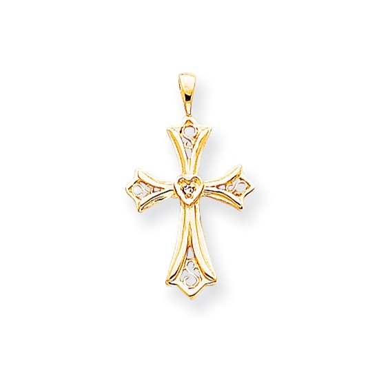 14k AA Diamond Cross Pendant
