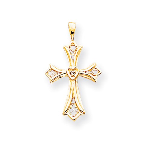 14K Yellow Gold VS Diamond Cross Pendant
