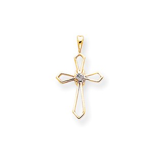 14k VS Diamond cross pendant
