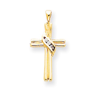 14k AA Diamond Cross Pendant