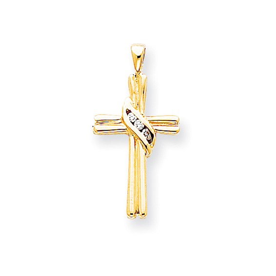 14k AA Diamond Cross Pendant