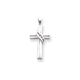 14k White Gold A Diamond cross pendant