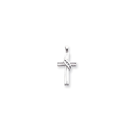 14k White Gold A Diamond cross pendant