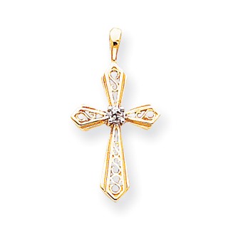 14k AA Diamond Cross Pendant
