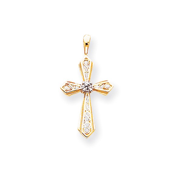 14k AA Diamond Cross Pendant