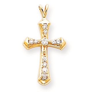 14k AA Diamond Cross Pendant