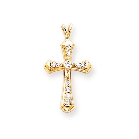 14k AA Diamond Cross Pendant