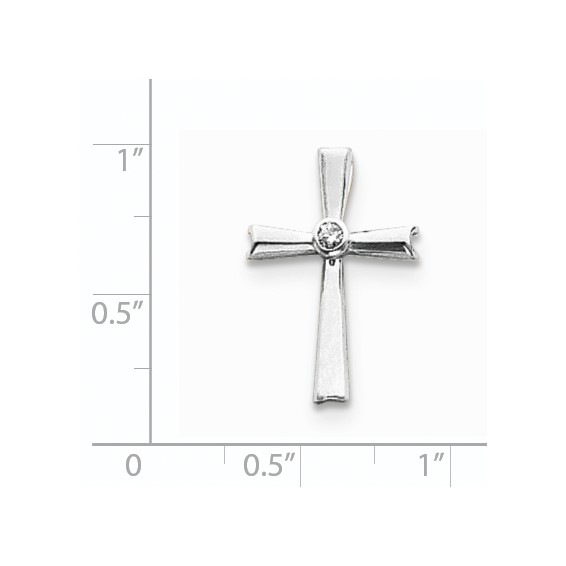 14k White Gold AAA Diamond cross pendant