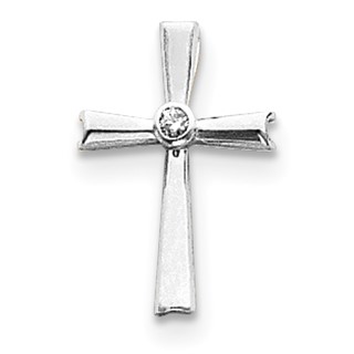 14k White Gold AAA Diamond cross pendant