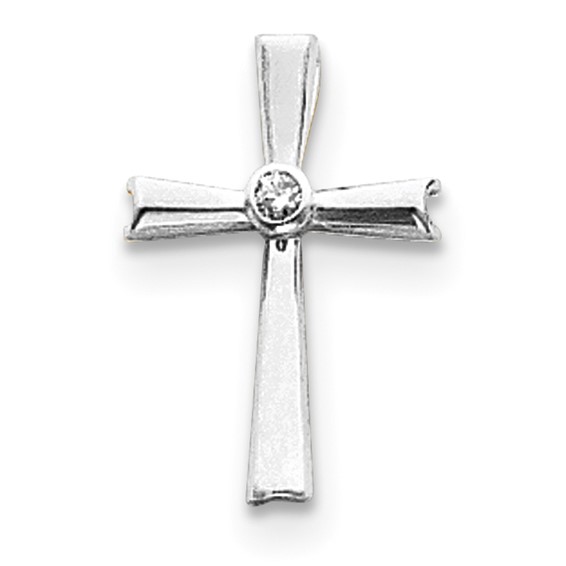 14k White Gold AAA Diamond cross pendant