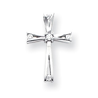 14k White Gold AA Diamond Cross Pendant
