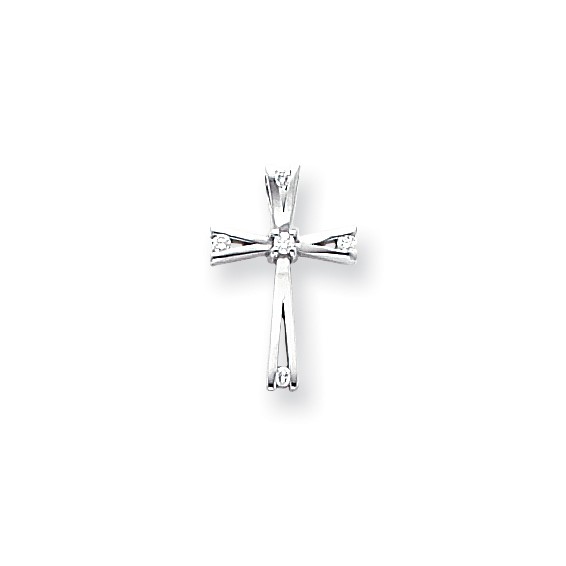 14k White Gold AA Diamond Cross Pendant