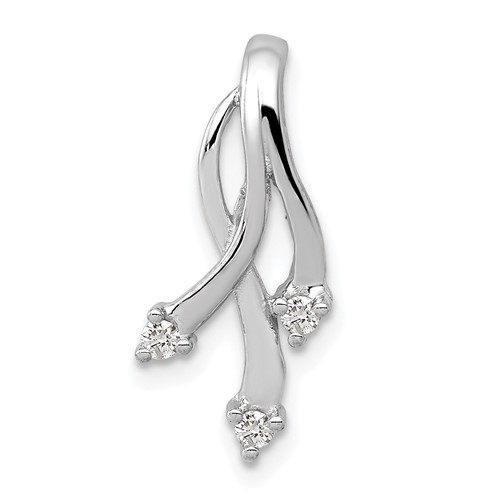 14K White Gold Complete 3-1.6mm AA Diamond Twisted Chain Slide