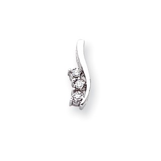 14k White Gold AA Diamond three stone pendant