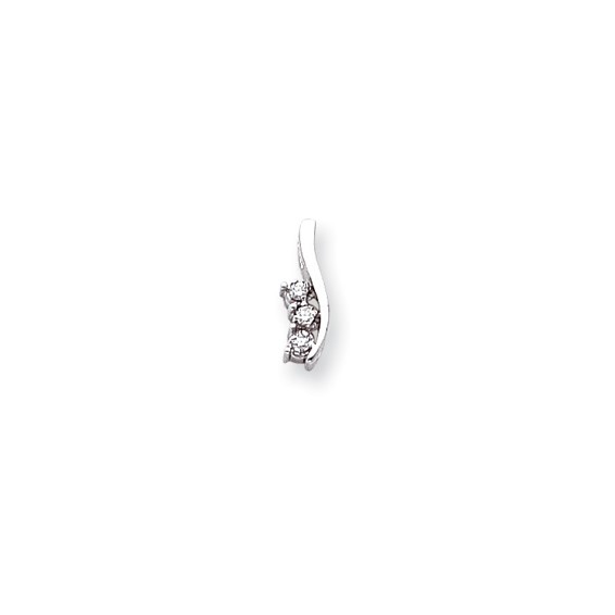 14k White Gold AA Diamond three stone pendant