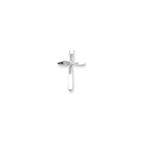14k White Gold AAA Diamond Cross Pendant