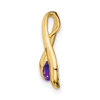 14K 4mm Yellow Gold Round Amethyst Chain Slide view 2