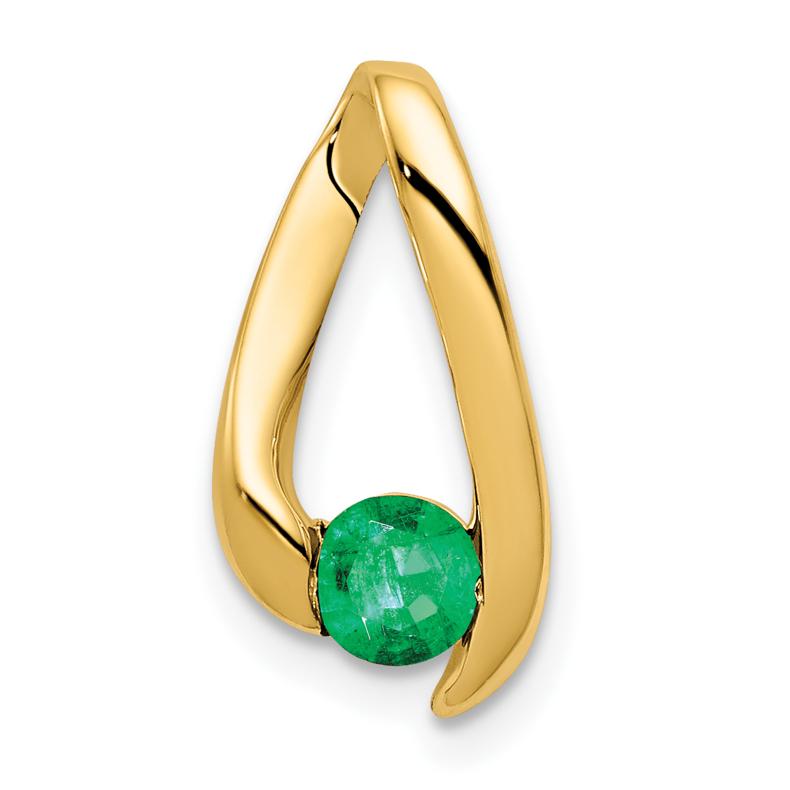 14k 4mm Round Emerald Chain Slide (XP948E)