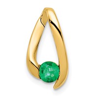 14K 4mm Yellow Gold Round Emerald Chain Slide view 1
