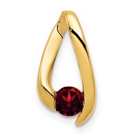 14K 4mm Yellow Gold Round Garnet Chain Slide view 1