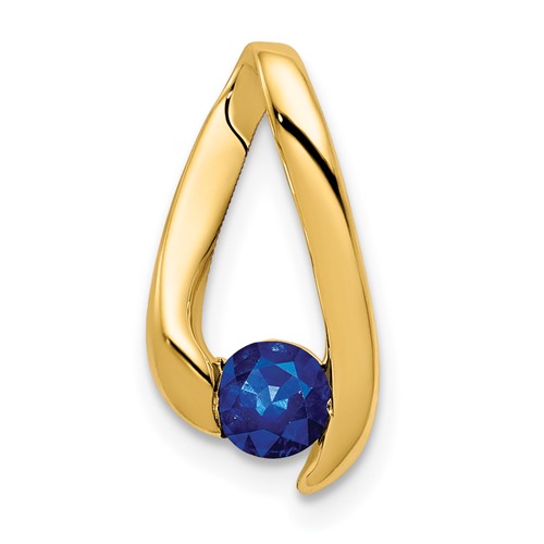 14K 4mm Yellow Gold Round Sapphire Chain Slide