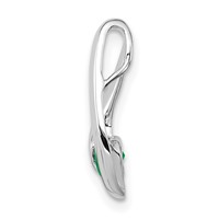 14K White Gold 4mm Round Emerald Chain Slide view 2