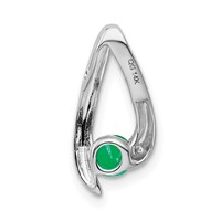 14K White Gold 4mm Round Emerald Chain Slide view 4