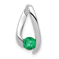 14K White Gold 4mm Round Emerald Chain Slide view 1