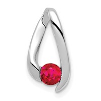 14K White Gold 4mm Round Ruby Chain Slide view 1
