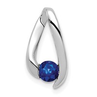 14K White Gold 4mm Round Sapphire Chain Slide view 1
