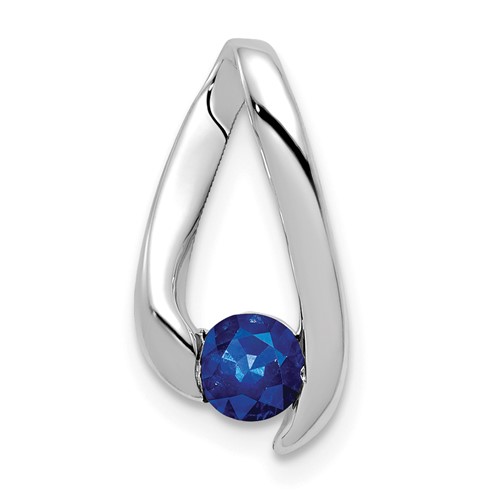 14K White Gold 4mm Round Sapphire Chain Slide