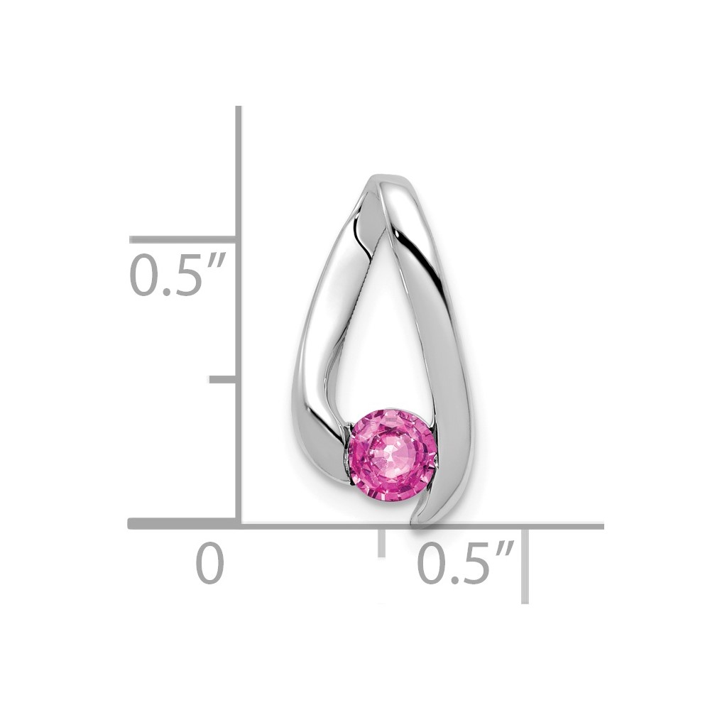 14k White Gold 4mm Round Pink Sapphire Chain Slide (XP949SP)