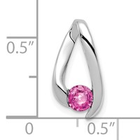 14K White Gold 4mm Round Pink Sapphire Chain Slide view 2