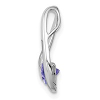 14K White Gold 4mm Round Tanzanite Chain Slide view 2