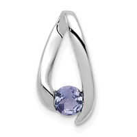 14K White Gold 4mm Round Tanzanite Chain Slide view 1