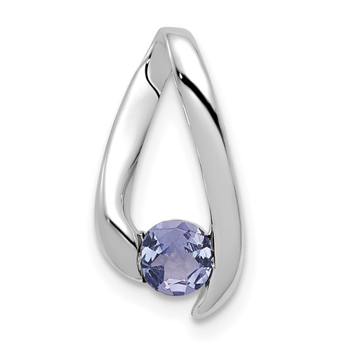 14K White Gold 4mm Round Tanzanite Chain Slide