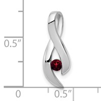14K White Gold 3mm Garnet Ribbon Pendant Fits Up to 4mm Fancy Omega Only view 2