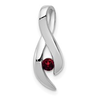 14K White Gold 3mm Garnet Ribbon Pendant Fits Up to 4mm Fancy Omega Only view 1