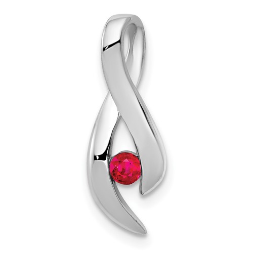 14K White Gold 3mm Ruby Ribbon Slide Fits Up to 4mm Fancy Omega