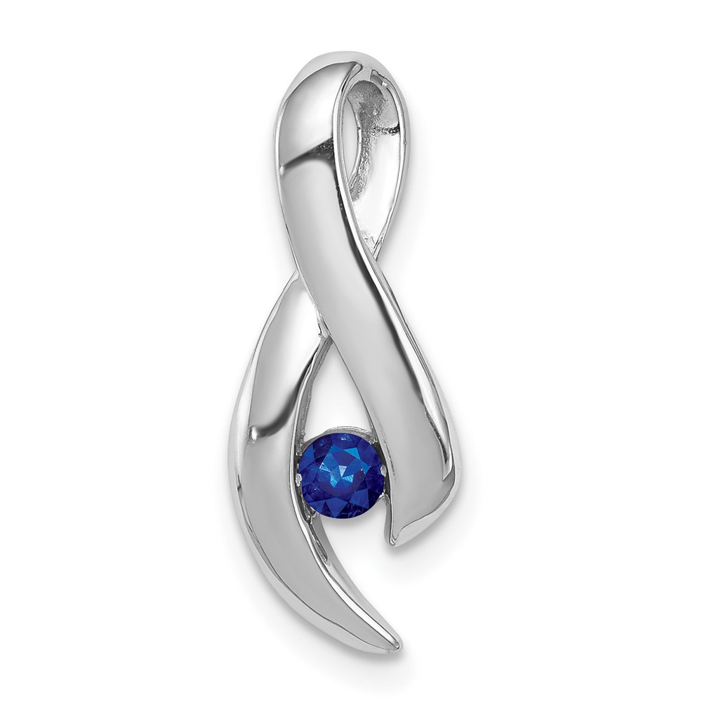 14K White Gold 3mm Sapphire Ribbon Slide Fits Up to 4mm Fancy Omega
