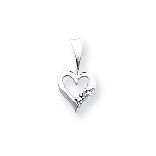 14k White Gold AAA Diamond heart pendant