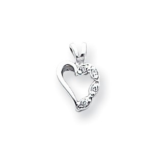 14k White Gold AAA Diamond heart pendant