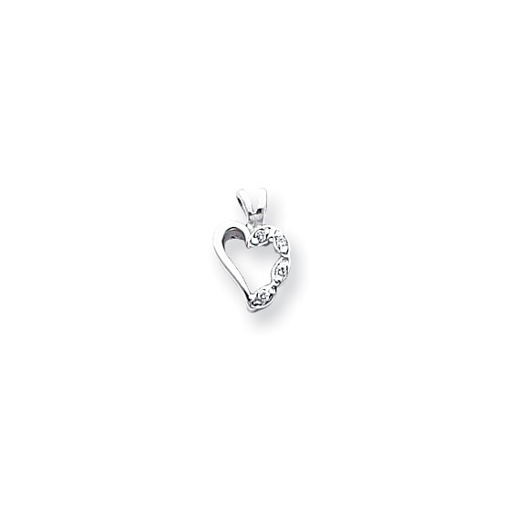 14k White Gold AAA Diamond heart pendant